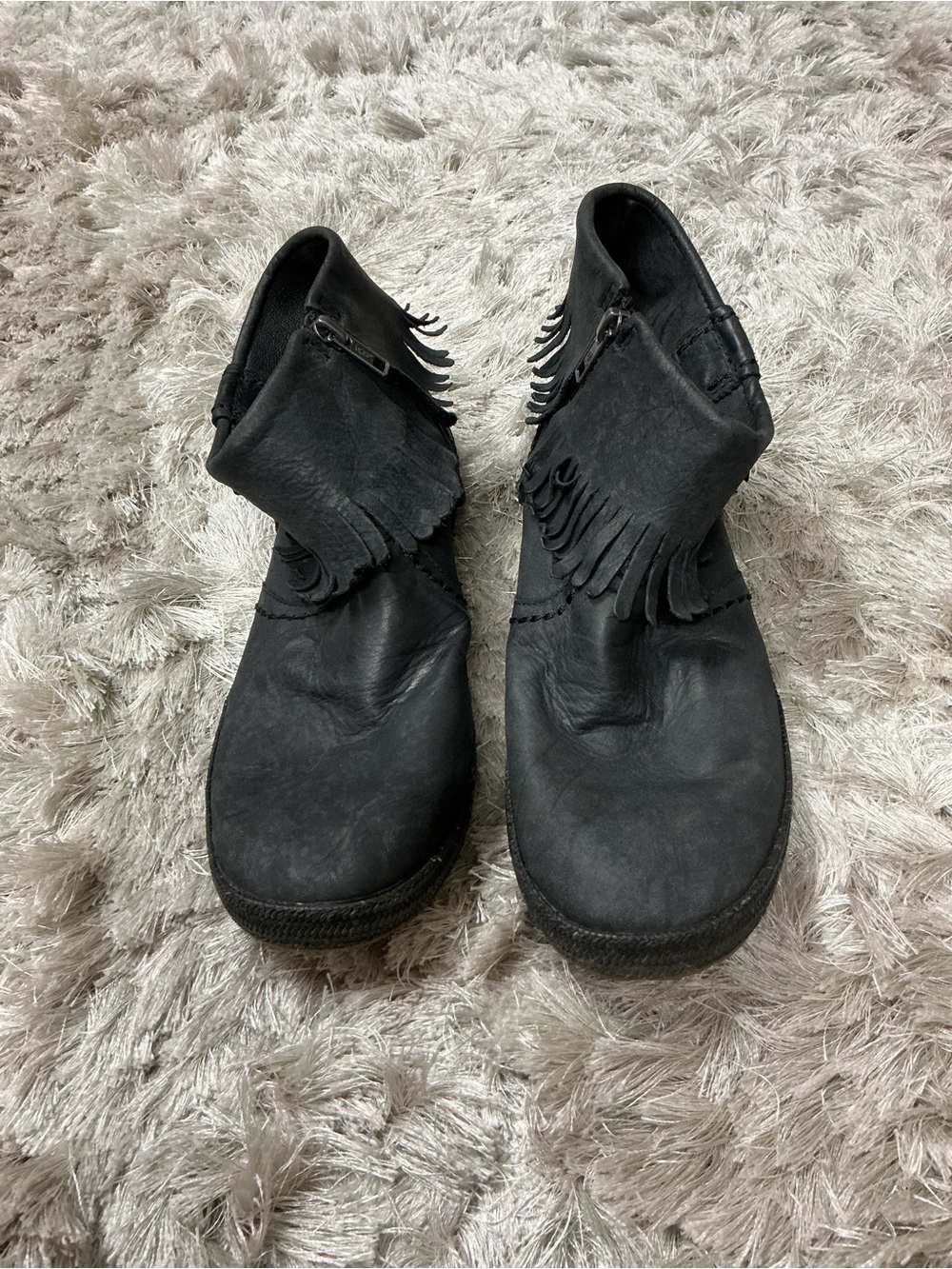 UGG Women’s Black Fringe Ankle Boots - Casual Leather Style